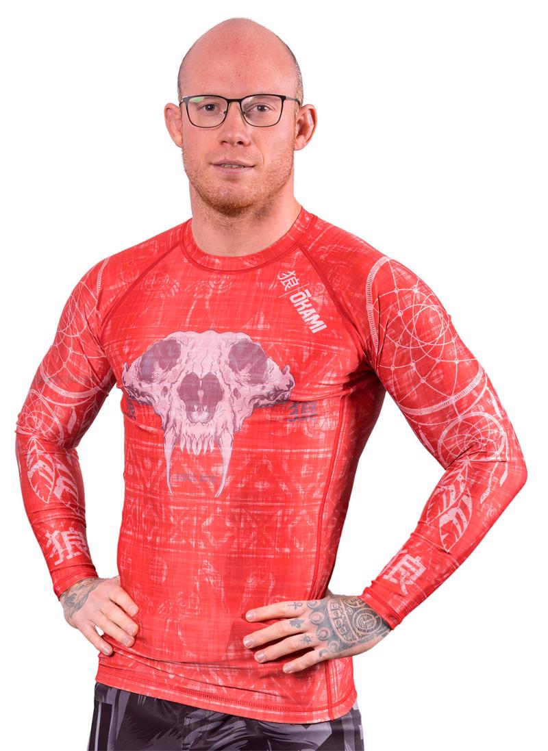 Okami wolf skull Rashguard - red